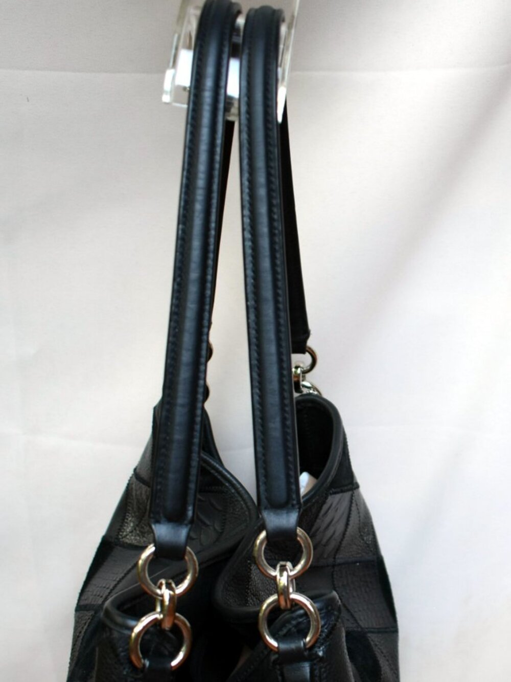 Coach Phoebe Patchwork Leather Shoulder Bag F55535 Black - Picture 10 of 14